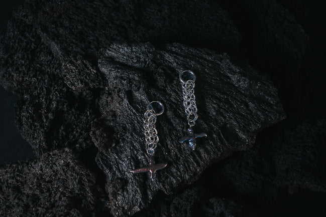 POLAR LIGHT CROSS SERPENT ERRINGS